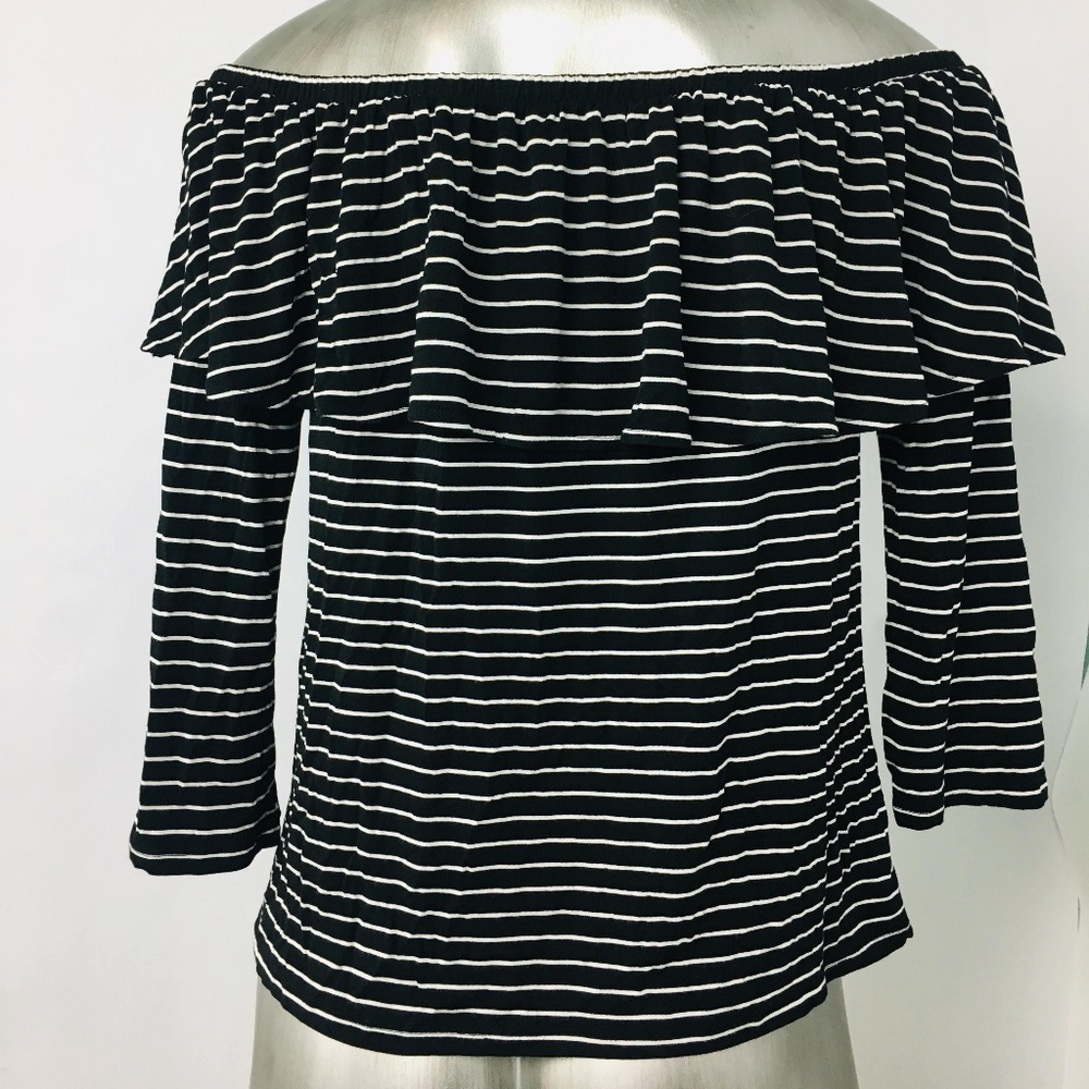 American Eagle Striped Top Black and White Large